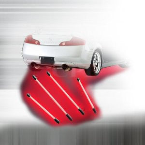 RED NEON UNDERBODY UNDER CAR KIT LIGHTS 4PCS UNIVERSAL PERFORMANCE