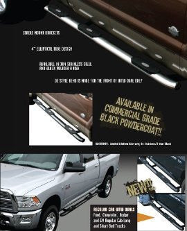 Dodge Ram 3500 Pickup Ram Crew Cab 3500 Short Wheel Base 2&4 Wd Black Nerf Bars & Oval With 3 Step Pads Tube Side Step Bars Stainless Products Performance 1 Set Rh & Lh 2010