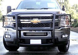 Chevrolet Silverado 3500 Hd 2011 Chevrolet Silverado 3500 Hd One Piece Grill/Brushguard Black Grille Guards & Bull Bars Stainless Products   2011