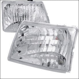 Ford 98-01 Ranger Euro Headlight Chrome Housing Performance 1 Set Rh & Lh 1998,1999,2000,2001