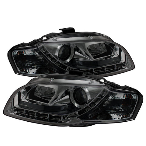 Audi A4 06-08 Projector Headlights - Halogen Model Only ( Not Compatible With Xenon/HID Model ) - DRL - Smoke - High H1 (Included) - Low H1 (Included)