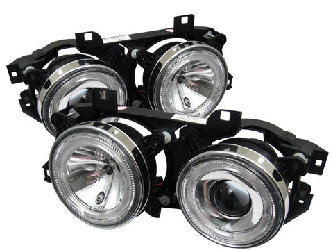 BMW E34 5-SERIES 89-94 / BMW E32 7-SERIES 88-92 Projector Headlights - WILL NOT FIT 750 - LED Halo - Chrome - High H1 (Included) - Low H1 (Included)