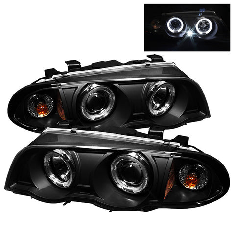BMW E46 3-SERIES 99-01 4DR Projector Headlights 1PC - LED Halo - Amber Reflector - Black - High H1 (Included) - Low H1 (Included)