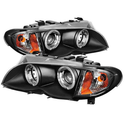 BMW E46 3-SERIES 02-05 4DR Projector Headlights 1PC - LED Halo - Black - High H1 (Included) - Low H1 (Included)