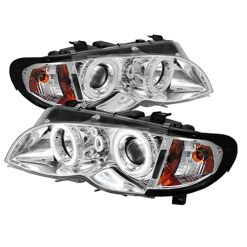 BMW E46 3-SERIES 02-05 4DR Projector Headlights 1PC - CCFL Halo - Chrome - High H1 (Included) - Low H1 (Included)