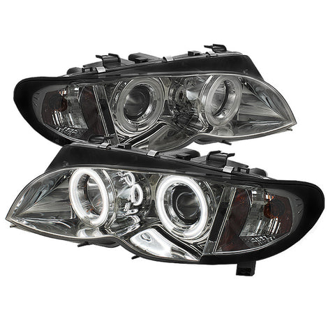 BMW E46 3-SERIES 02-05 4DR Projector Headlights 1PC - CCFL Halo - Smoke - High H1 (Included) - Low H1 (Included)