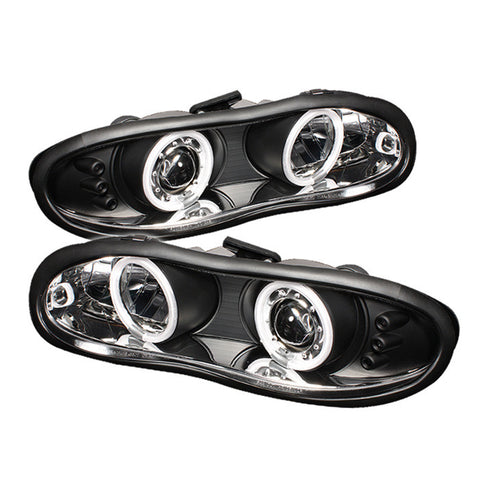 Chevy Camaro 98-02 Projector Headlights - CCFL Halo - LED ( Replaceable LEDs ) - Black - High 9005 (Included) - Low H1 (Included)