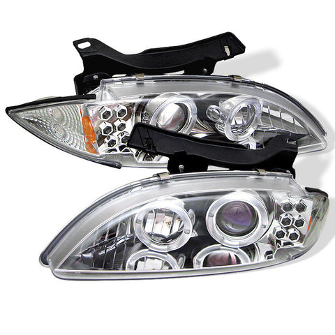 Chevy Cavalier 95-99 Projector Headlights - LED Halo - replaceanle LEDs - Chrome - High H1 (Included) - Low H1 (Included)