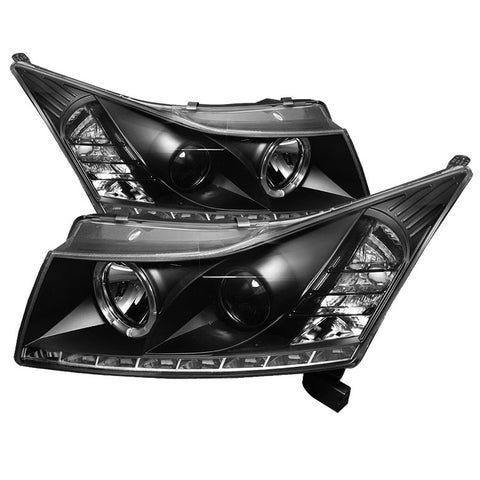 Chevy Cruze 11-13 Projector Headlights - LED Halo -DRL - Black - High H1 (Included) - Low H7 (Included)