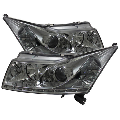 Chevy Cruze 11-13 Projector Headlights - LED Halo -DRL - Smoke- High H1 (Included) - Low H7 (Included)