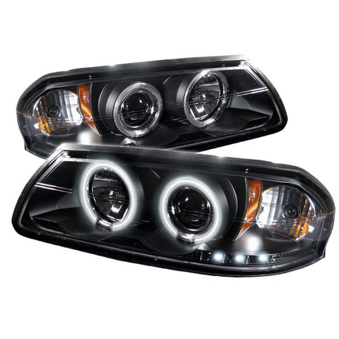 Chevy Impala 00-05 Projector Headlights - CCFL Halo - LED ( Replaceable LEDs ) - Black - High H1 (Included) - Low H1 (Included)