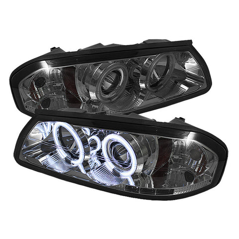 Chevy Impala 00-05 Projector Headlights - CCFL Halo - LED ( Replaceable LEDs ) - Smoke - High H1 (Included) - Low H1 (Included)