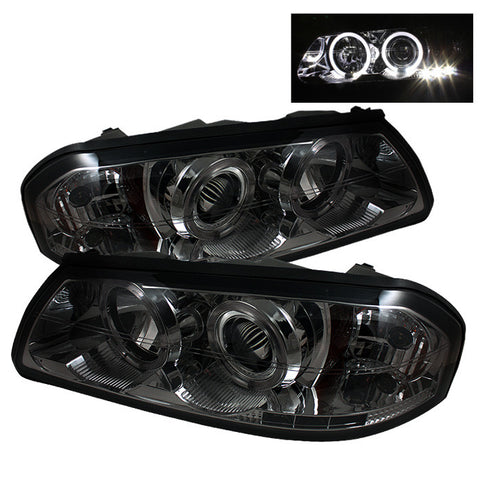 Chevy Impala 00-05 Projector Headlights - LED Halo - LED ( Replaceable LEDs ) - Smoke - High H1 (Included) - Low H1 (Included)