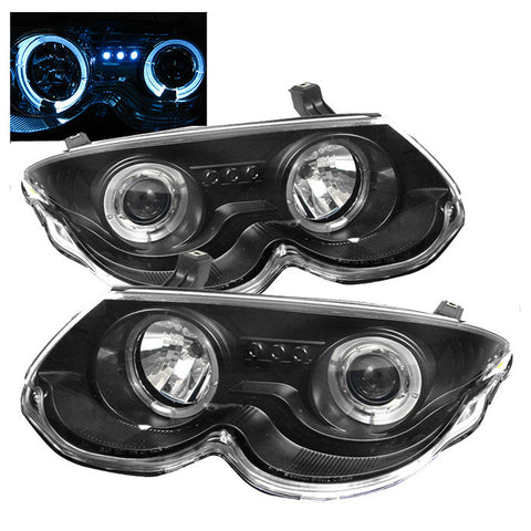 Chrysler 300M 99-04 Projector Headlights - LED Halo - LED ( Replaceable LEDs ) - Black - High H1 (Included) - Low H1 (Included)