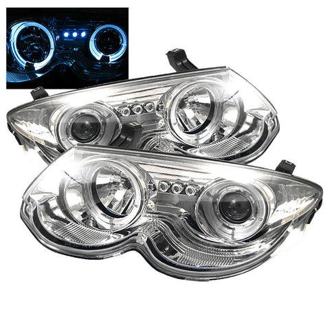Chrysler 300M 99-04 Projector Headlights - LED Halo - LED ( Replaceable LEDs ) - Chrome - High H1 (Included) - Low H1 (Included)