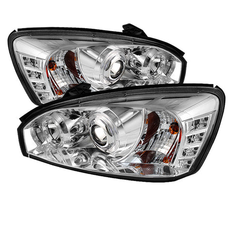 Chevy Malibu 04-07 Projector Headlights - LED Halo - LED ( Replaceable LEDs ) - Chrome - High H1 (Included) - Low H1 (Included)