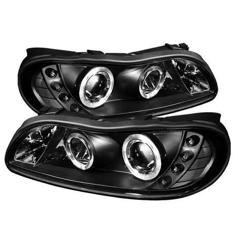 Chevy Malibu 97-03 Projector Headlights - LED Halo - LED ( Replaceable LEDs ) - Black - High 9005 (Included) - Low H1 (Included)