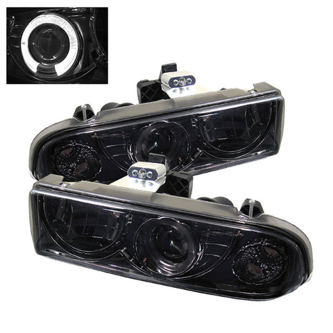 Chevy S10 98-04 / Chevy Blazer 98-05 Projector Headlights - LED Halo - Smoke - High 9005 (Not Included) - Low H1 (Included)