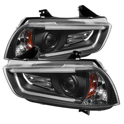 Dodge Charger 11-13 Projector Headlights - Xenon/HID Model Only - Light Tube DRL - Black - High H1 (Included) - Low D3S (Not Included) -k