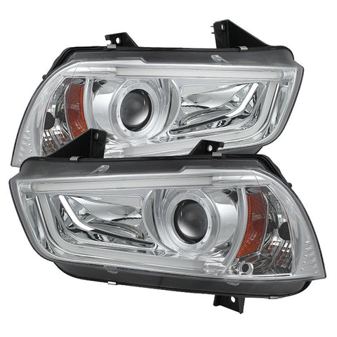 Dodge Charger 11-13 Projector Headlights - Xenon/HID Model Only - Light Tube DRL - Chrome - High H1 (Included) - Low D3S (Not Included) -l