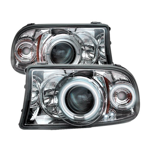 Dodge Dakota 97-04 / Durango 98-03 1PC Projector Headlights - CCFL Halo - LED ( Replaceable LEDs ) - Chrome - High H1 (Included) - Low H1 (Included)