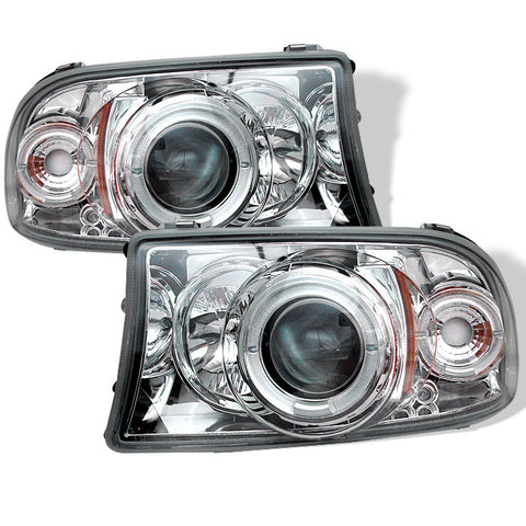 Dodge Dakota 97-04 / Durango 98-03 1PC Projector Headlights - LED Halo - LED ( Replaceable LEDs ) - Chrome - High H1 (Included) - Low H1 (Included)