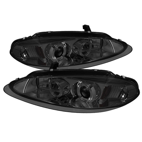 Dodge Intrepid 98-04 Projector Headlights - LED Halo - Replaceable eyebrow - Smoke - High 9005 (Not Included) - Low H1 (Included)