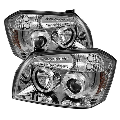 Dodge Magnum 05-07 Projector Headlights - LED Halo - LED ( Replaceable LEDs ) - Chrome - High H1 (Included) - Low 9006 (Not Included)