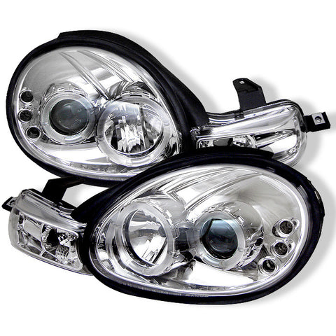 Dodge Neon 00-02 Projector Headlights - LED Halo - LED ( Replaceable LEDs ) - Chrome - High H1 (Included) - Low H1 (Included)