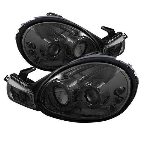 Dodge Neon 00-02 Projector Headlights - LED Halo - LED ( Replaceable LEDs ) - Smoke - High H1 (Included) - Low H1 (Included)