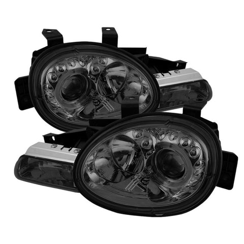 Dodge Neon 95-99 / Plymouth Neon 95-99 Projector Headlights - LED Halo - Smoke - High H1 (Included) - Low H1 (Included)