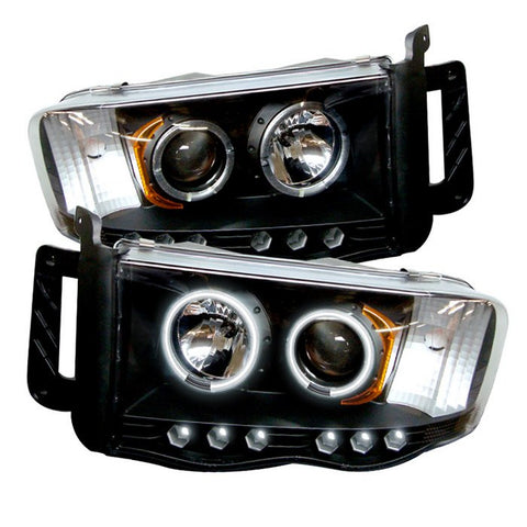 Dodge Ram 1500 02-05 / Ram 2500/3500 03-05 Projector Headlights - CCFL Halo - LED  - Black - High H1 (Included) - Low H1 (Included) -v