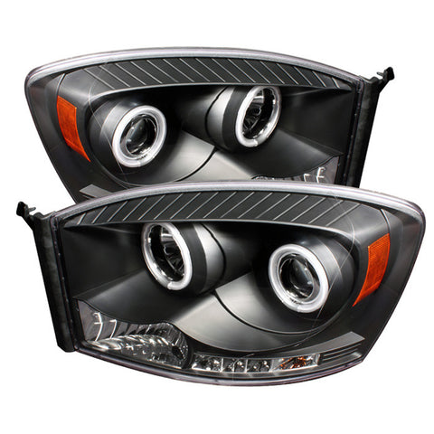 Dodge Ram 1500 06-08 / Ram 2500/3500 06-09 Projector Headlights - CCFL Halo - LED  - Black - High H1 (Included) - Low H1 (Included) -z