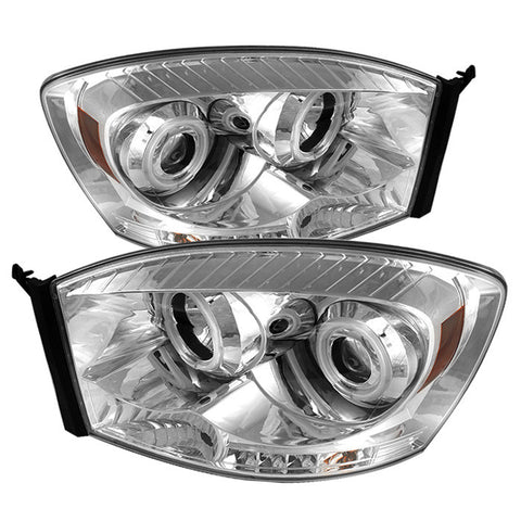 Dodge Ram 1500 06-08 / Ram 2500/3500 06-09 Projector Headlights - CCFL Halo - LED  - Chrome - High H1 (Included) - Low H1 (Included) -a