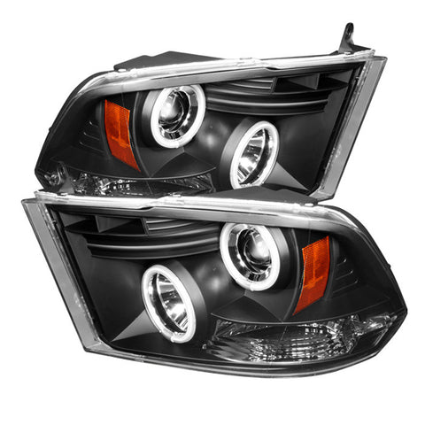 Dodge Ram 1500 09-14 / Ram 2500/3500 10-14 Projector Headlights - Halogen  Only  - CCFL Halo - LED  - Black - High 9005 - Low H1  -d