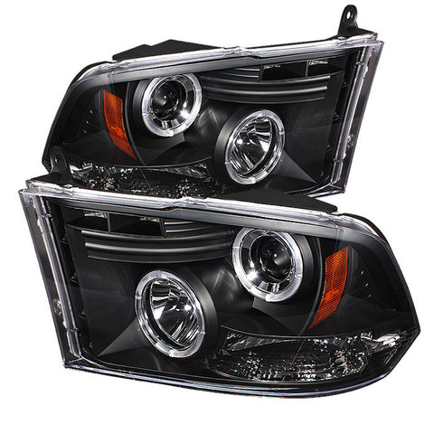 Dodge Ram 1500 09-14 / Ram 2500/3500 10-14 Projector Headlights - Halogen  Only  - CCFL Halo - LED  - Black - High 9005 - Low H1  -g