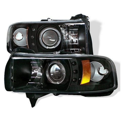 Dodge Ram 1500 94-01 / Ram 2500/3500 94-02 Projector Headlights - ( Do Not Fit Sport Model ) - CCFL Halo - LED  - Black - High H1 - Low H1 -j