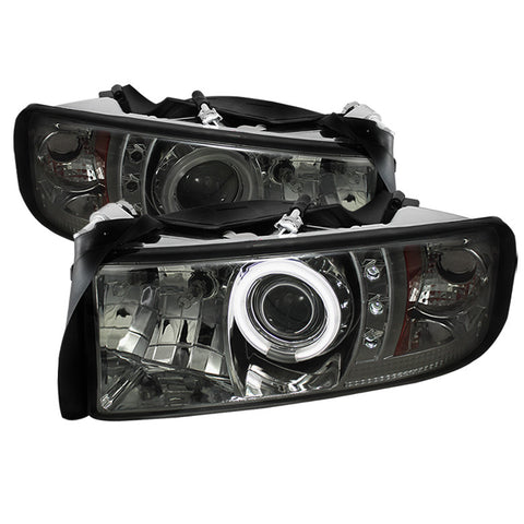 Dodge Ram 1500 94-01 / Ram 2500/3500 94-02 Projector Headlights - ( Do Not Fit Sport Model ) - CCFL Halo - LED  - Smoke - High H1 - Low H1 -l