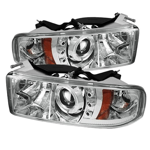 Dodge Ram 1500 94-01 / Ram 2500/3500 94-02 Projector Headlights - ( Do Not Fit Sport Model ) - LED Halo - LED  - Chrome - High H1 - Low H1 -n