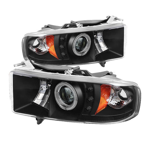 Dodge Ram 1500 99-01 / Ram 2500/3500 99-02 Projector Headlights -  ( Sport Model Only ) - CCFL Halo - LED  - Black - High H1 - Low H1 -p