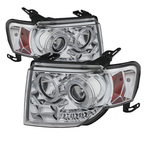 Ford Escape 08-12 Projector Headlights - Halogen Model Only  - DRL - Chrome - High H1 (Included) - Low H1 (Included) -s