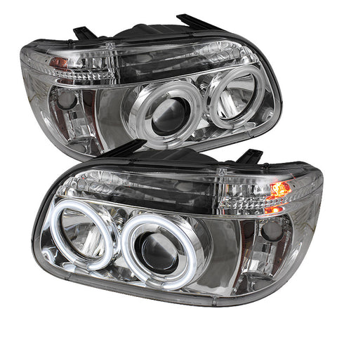 Ford Explorer 95-01 1PC Projector Headlights - CCFL Halo - Chrome - High H1 (Included) - Low H1 (Included)