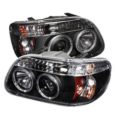 Ford Explorer 95-01 1PC Projector Headlights - LED Halo - Black - High H1 (Included) - Low H1 (Included)