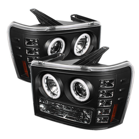 GMC Sierra 2500HD/3500HD 07-13 Projector Headlights - CCFL Halo- LED  - Black - High H1 (Included) - Low H1 (Included) -z