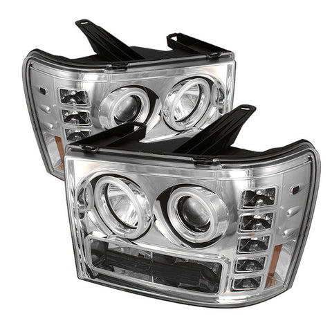 GMC Sierra 2500HD/3500HD 07-13 Projector Headlights - CCFL Halo- LED  - Chrome - High H1 (Included) - Low H1 (Included) -a