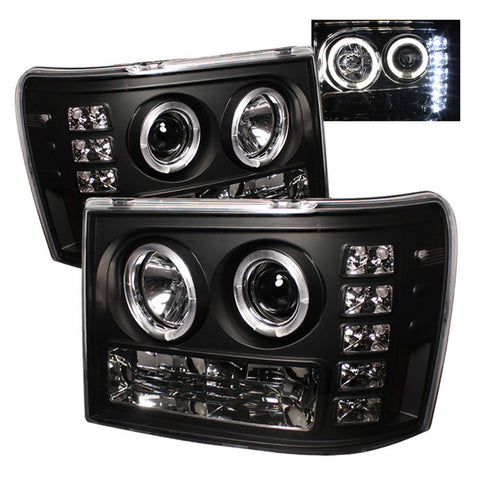 GMC Sierra 2500HD/3500HD 07-13 Projector Headlights - LED Halo- LED  - Black - High H1 (Included) - Low H1 (Included) -c