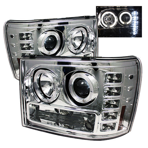 GMC Sierra 2500HD/3500HD 07-13 Projector Headlights - LED Halo- LED  - Chrome - High H1 (Included) - Low H1 (Included) -d