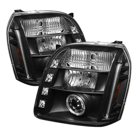 GMC Yukon XL 07-13 Projector Headlights - LED Halo - LED  - Black - High H1 (Included) - Low H1 (Included) -h