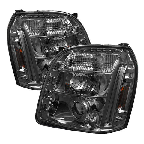GMC Yukon XL 07-13 Projector Headlights - LED Halo - LED  - Smoke - High H1 (Included) - Low H1 (Included) -j