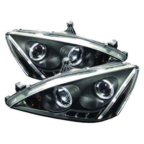 Honda Accord 03-07 Projector Headlights - LED Halo - Amber Reflector - LED ( Replaceable LEDs ) - High H1 (Included) - Low H1 (Included)